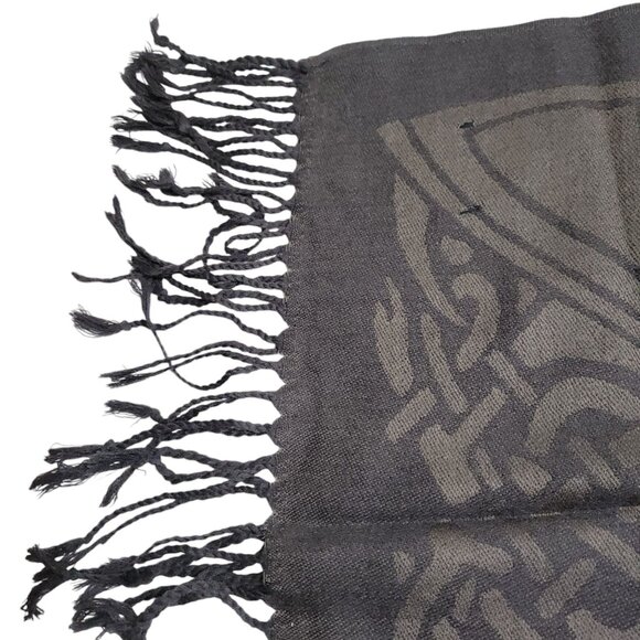 Patrick Francis Celtic Knot Scarf 100% Pashmina 70" Charcoal Gray Book of Kells - Picture 11 of 16